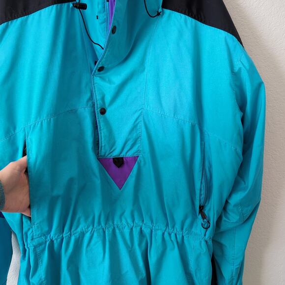 VTG 90s The North Face Extreme Anorak Long Cinch Jacket Blue Hooded Men's XL - Picture 7 of 15